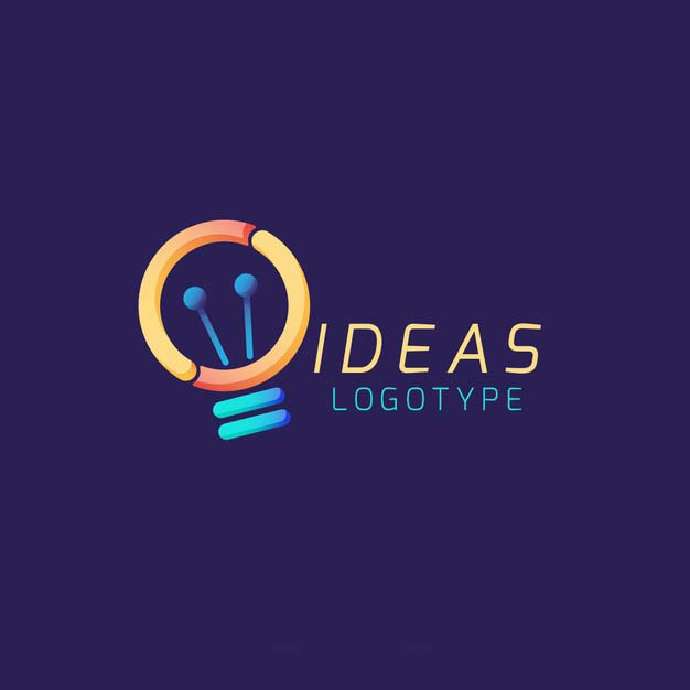 多彩抽象灯泡想法ideas，LOGO标志模板