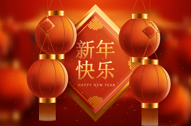 中国风新年春节贺卡背景红灯笼