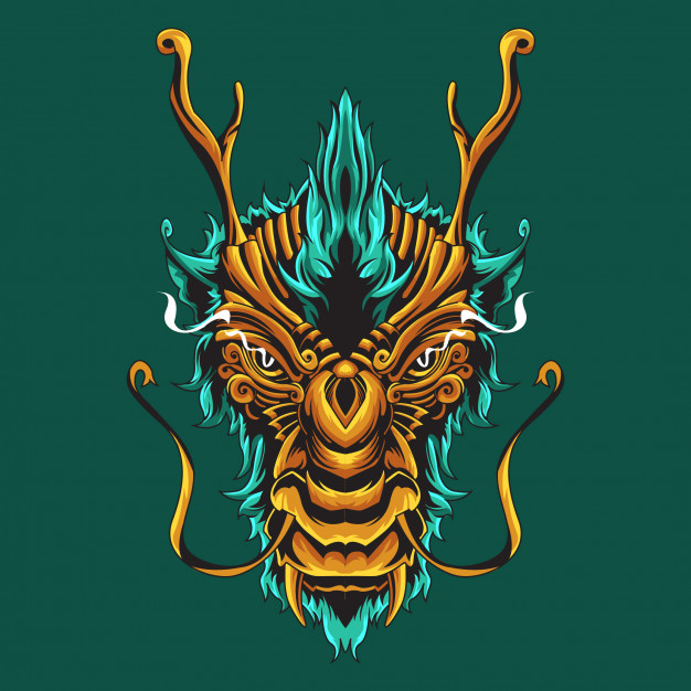手绘龙头插画