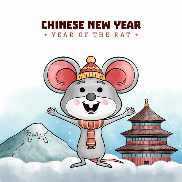 水彩中国风新年春节元素