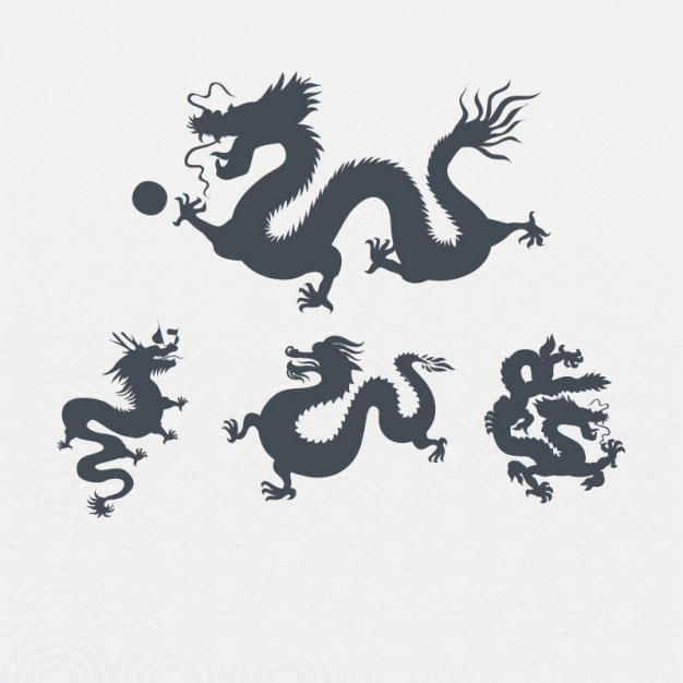 各种龙剪影