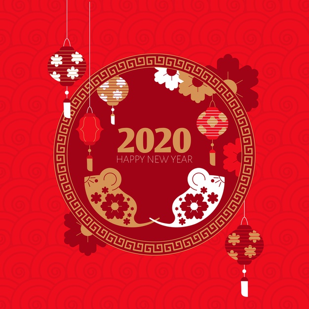 花卉中国风新年春节2020年背景模板