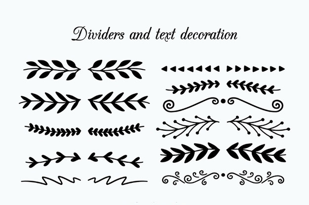 手绘枝叶花卉花朵文字装饰线条分割线元素