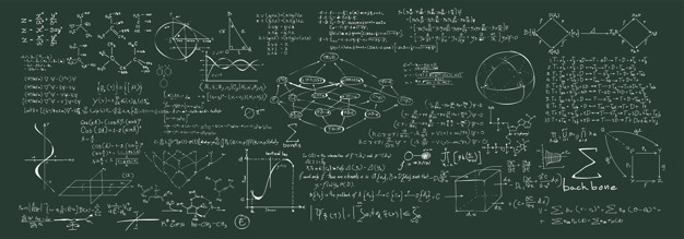 黑板上的数学几何物理方程式计算公式装饰花纹符号背景底图