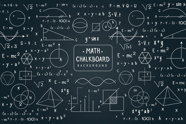 黑板上的数学几何物理方程式计算公式装饰花纹符号背景底图