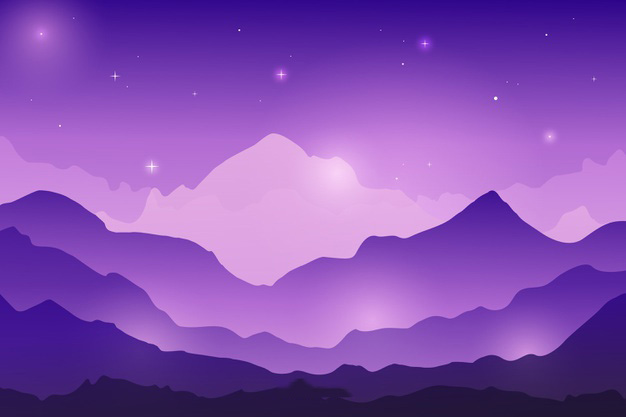 繁星点点的夜晚，山川风景场景渐变插画