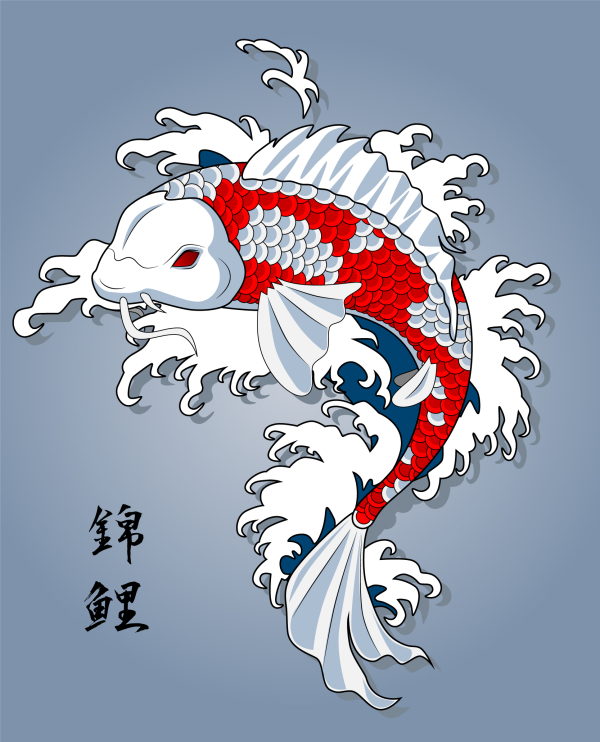 中国风锦鲤插画图案