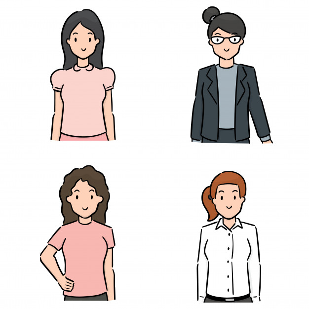 女孩女人简约卡通人物插画