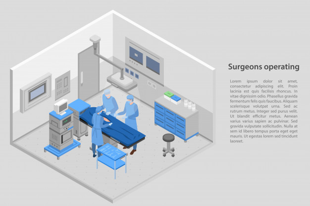 医院手术室场景插画