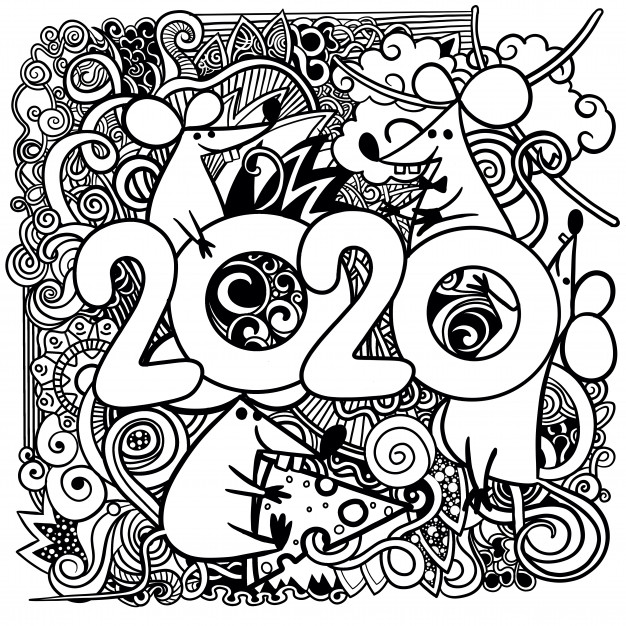 新年鼠年2020涂鸦手绘插画