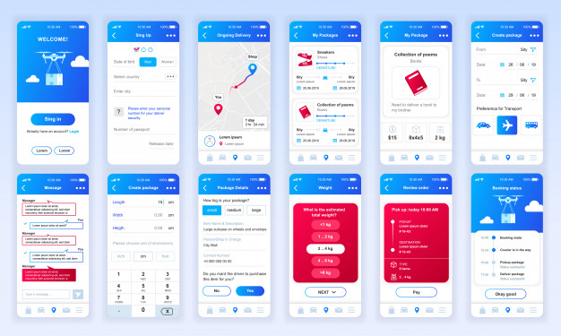 一组APP手机应用ui，ux，gui模板