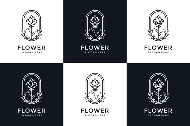 线条花朵花卉标志logo