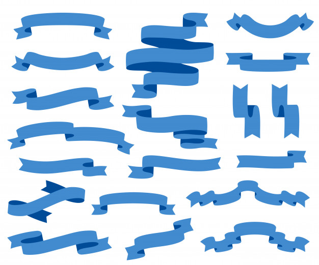 蓝色丝带飘带标签元素