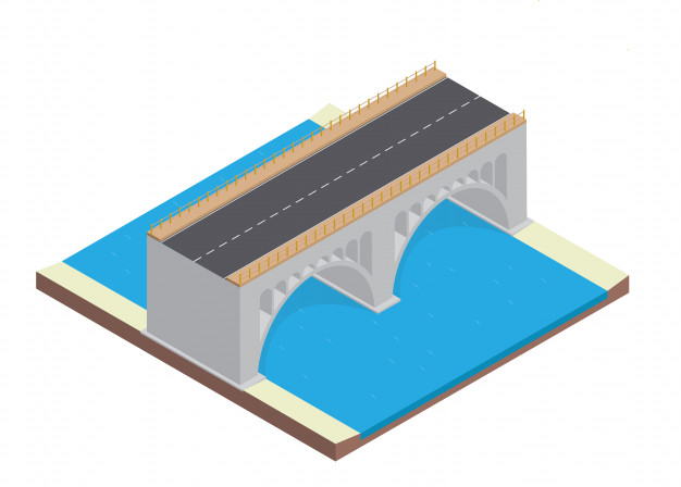 大桥等距插画