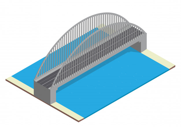 大桥等距插画