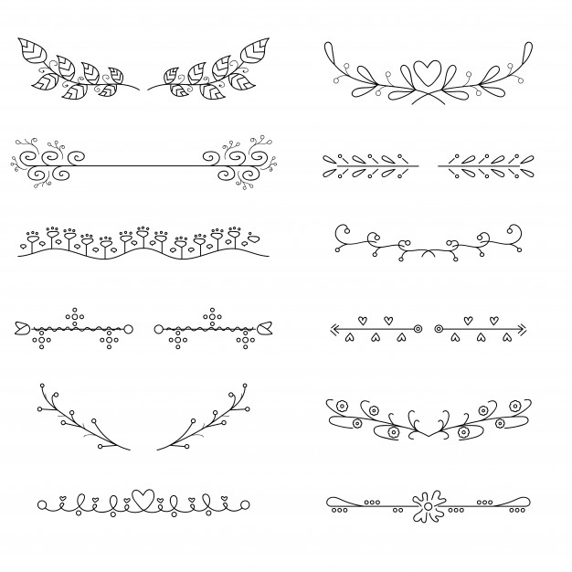 手绘装饰花卉分割线装饰线
