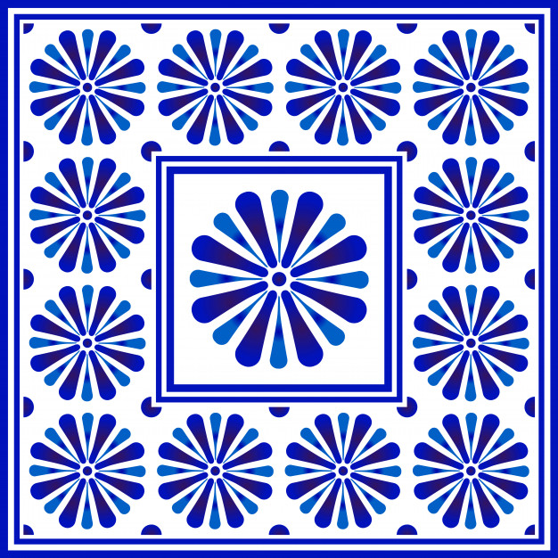无缝青花瓷风格花纹