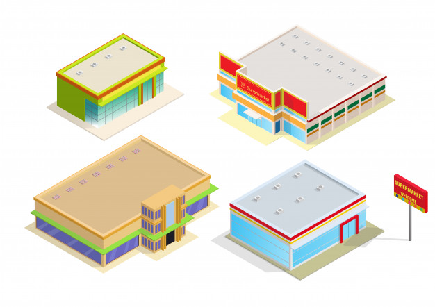 购物中心或超市等距插画