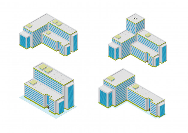 城市大楼建筑等距插画