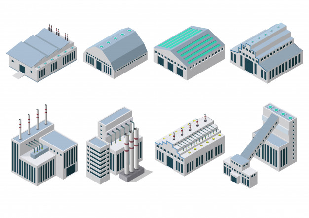 工业建筑等距插画