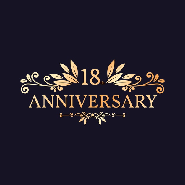 金色18周年纪念徽标logo标志