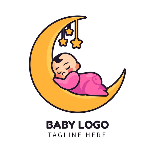 月亮婴儿，母婴logo标志