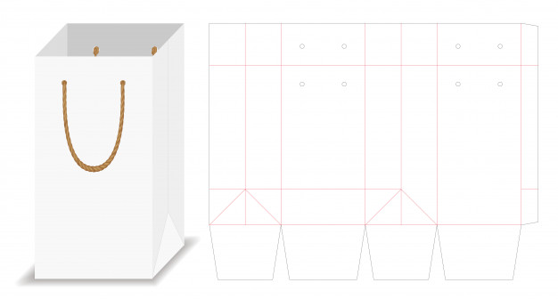 手提袋包装盒展开图刀版模板