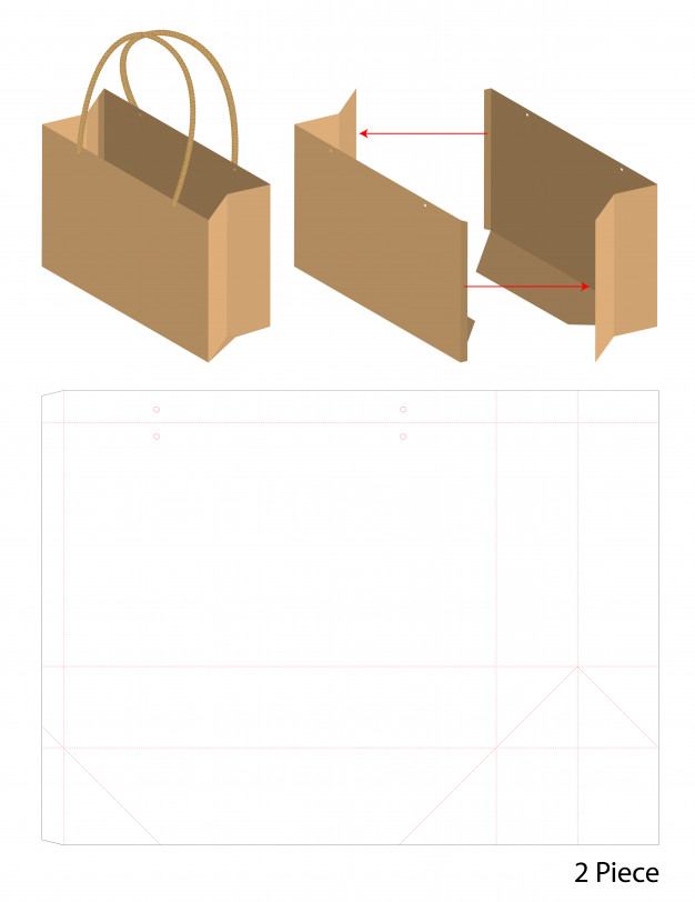 手提袋包装盒展开图刀版模板