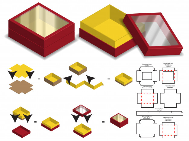 天地盖包装盒纸盒礼品盒刀版展开图模板