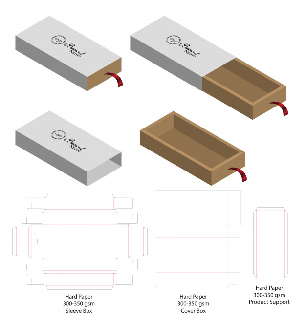 抽屉盒产品包装盒刀版展开图模板