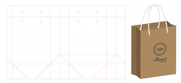 手提袋包装盒展开图刀版模板