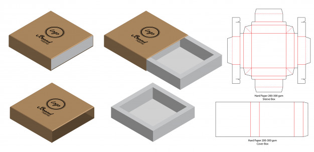 抽屉盒产品包装盒刀版展开图模板