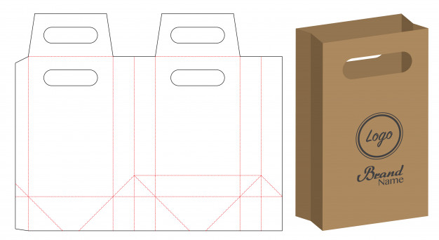 手提袋包装盒展开图刀版模板