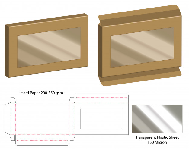 开天窗透明产品包装盒刀版展开图模板