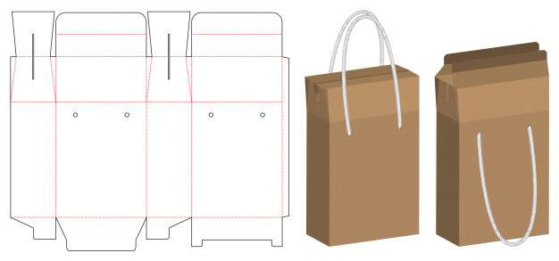 手提袋包装盒展开图刀版模板