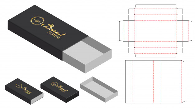 抽屉盒产品包装盒刀版展开图模板