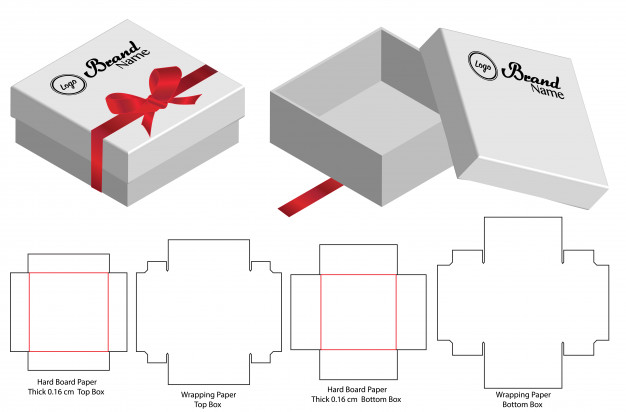 天地盖包装盒纸盒礼品盒刀版展开图模板