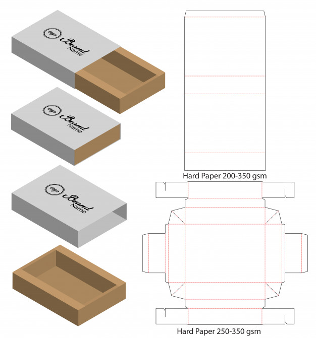 抽屉盒产品包装盒刀版展开图模板