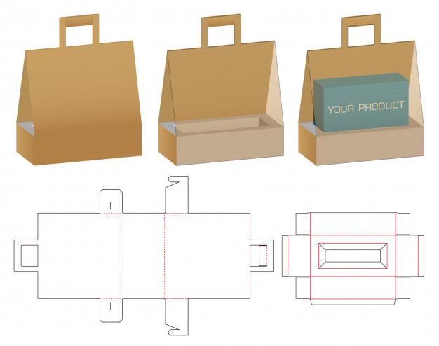 手提袋包装盒展开图刀版模板