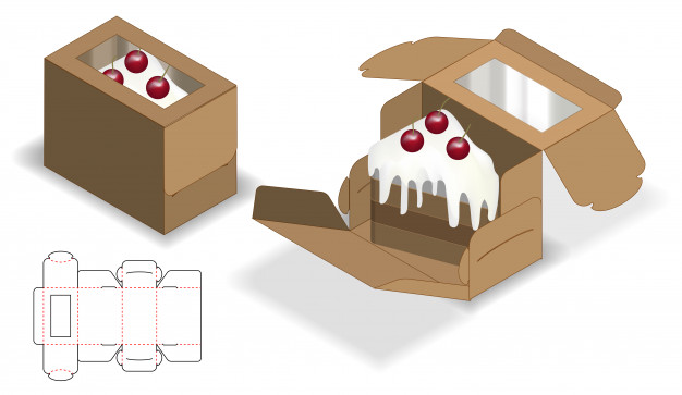 甜品食品包装盒刀版展开图模板
