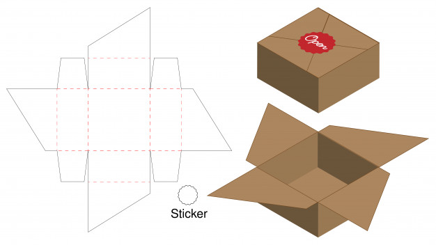 翻盖产品包装盒刀版展开图模板