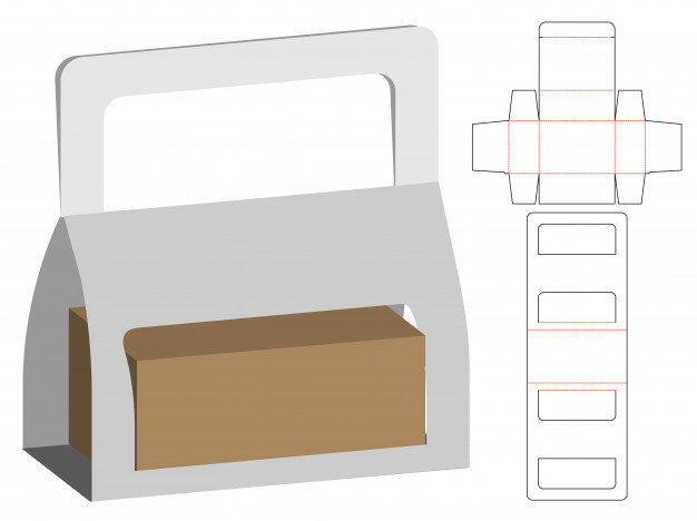 手提袋包装盒展开图刀版模板
