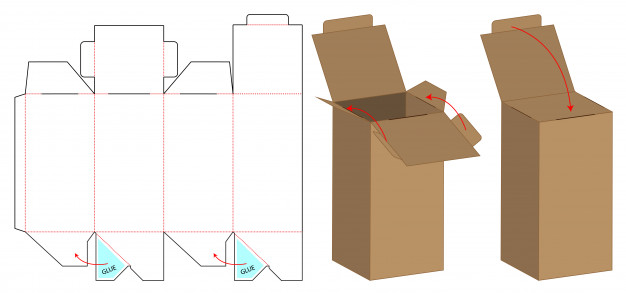 翻盖产品包装盒刀版展开图模板