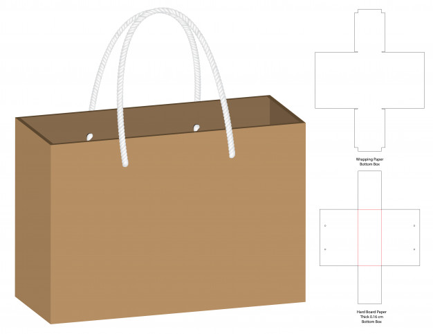 手提袋包装盒展开图刀版模板