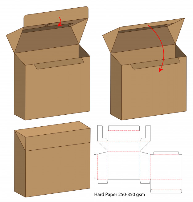 翻盖产品包装盒刀版展开图模板