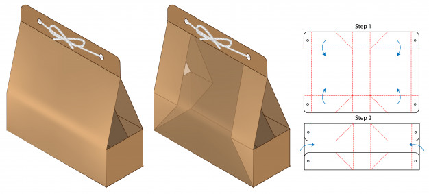 手提袋包装盒展开图刀版模板