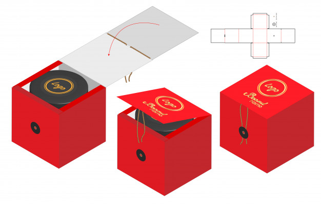 翻盖产品包装盒刀版展开图模板