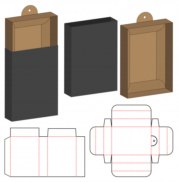 抽屉盒产品包装盒刀版展开图模板