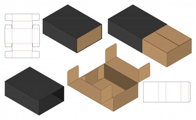 抽屉盒产品包装盒刀版展开图模板