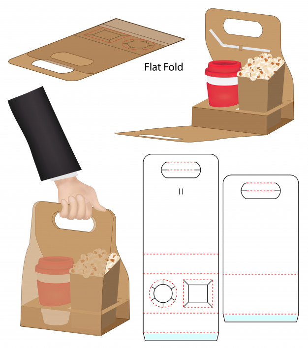 手提袋包装盒展开图刀版模板